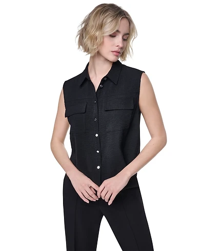 Dkny Women's Washer Collared Top