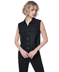 Dkny Women's Washer Collared Top