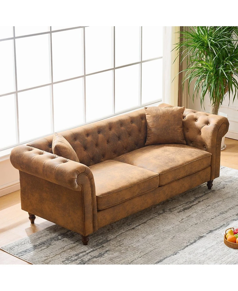 Streamdale Furniture 3+3 Chesterfield Tech Fabric Sofa Set