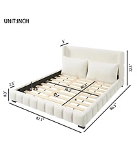Streamdale Furniture Upholstered Platform Bed with 2 Pillows