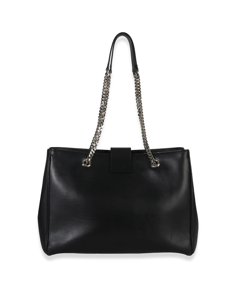 Pre-Owned Saint Laurent Black Smooth Leather Cassandre Tote Bag
