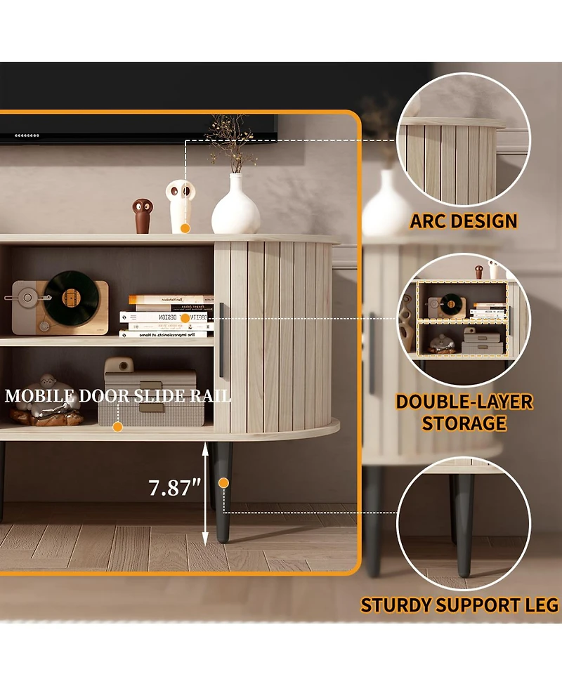 Streamdale Furniture Modern Tv Stand with Storage and Sliding Door