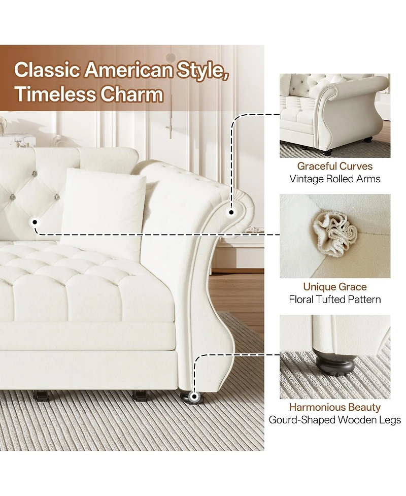 Streamdale Furniture Oversized Chesterfield Pull Out Sofa Bed
