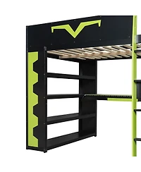 Streamdale Furniture Gaming Loft Bed w/Desk, Rgb, Power, Storage