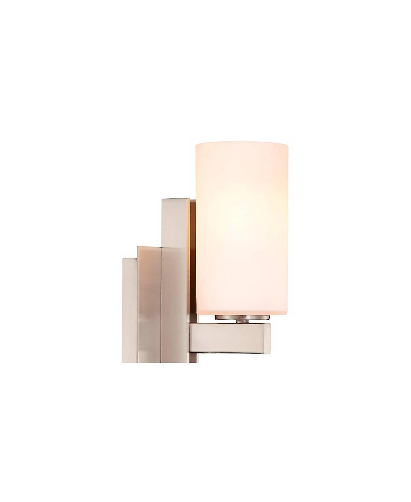 Possini Euro Design Ludlow Modern Wall Light Sconces Set of 2 Brushed Nickel Hardwire 4 1/2" Fixture Glass for Bedroom Bathroom Vanity Reading