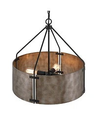 Possini Euro Design Julian 22inch Farmhouse Rustic Pendant Chandelier Ceiling Light Fixture Dining Room Over Table Drum Finish Metal