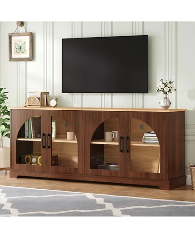 Streamdale Furniture Farmhouse Tv Stand Glass Doors
