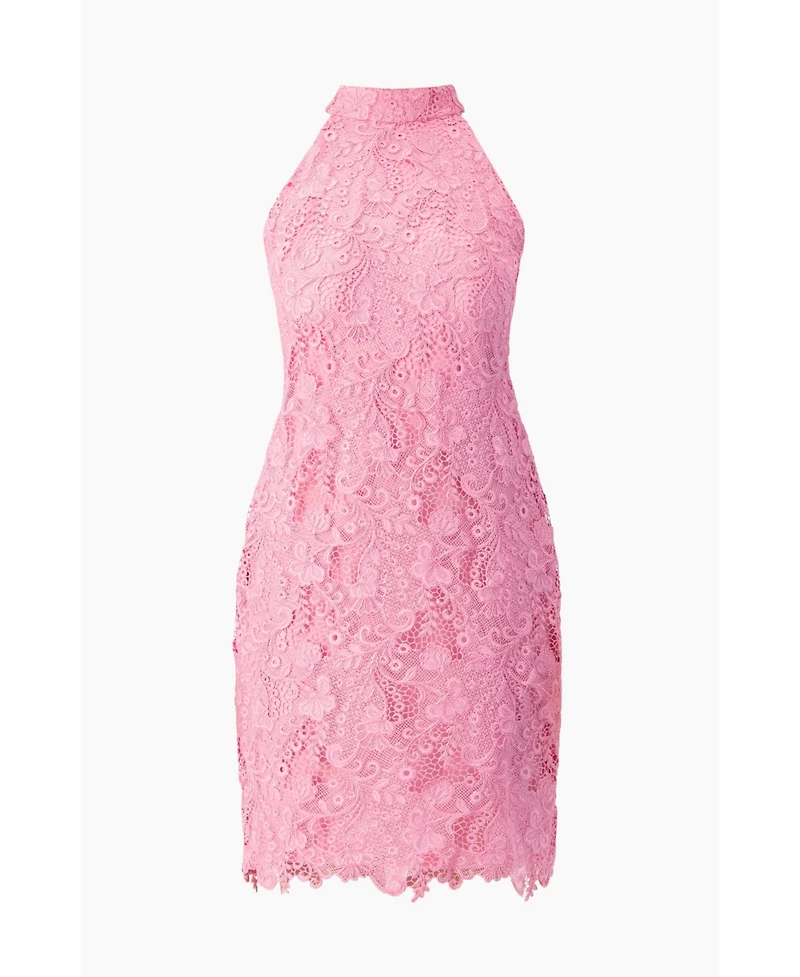 Ivonne Women's Lace Halter Bow Mini Dress