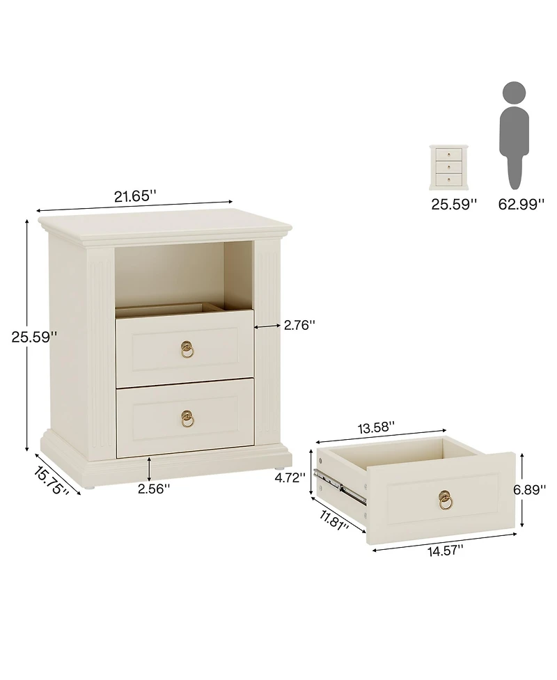 Tribesigns 3-Drawer Nightstand, Modern Bedside Table with Storage Drawers, Wood Night Stand Side End Table