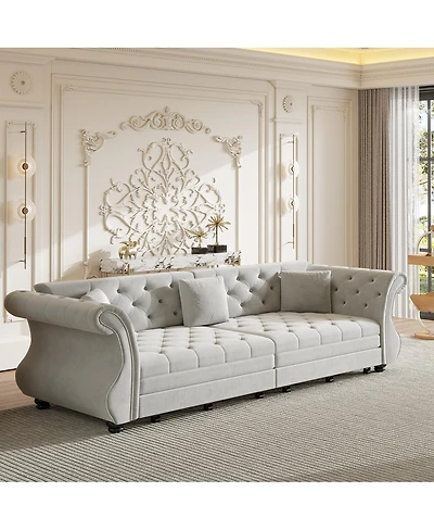 Streamdale Furniture Oversized Chesterfield Velvet Pull Out Sofa Bed