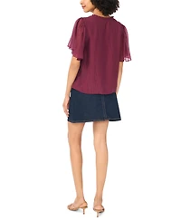 Vince Camuto Women's Tie Neck Short-Sleeve Blouse