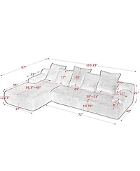 Streamdale Furniture Modern Upholstered L-Shape Sectional Sofa, Modular Compressed Sofa, Melange Velvet.