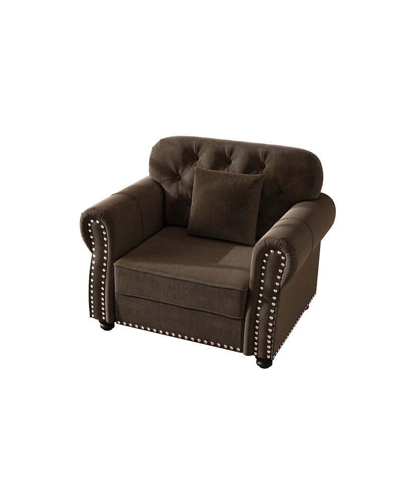 Streamdale Furniture Velvet Chesterfield Sofa Nailhead Trim and Rolled Arms