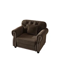 Streamdale Furniture Velvet Chesterfield Sofa Nailhead Trim and Rolled Arms