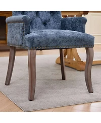 Streamdale Furniture Tufted Chenille Accent Dining Chair, Curved Wood Legs