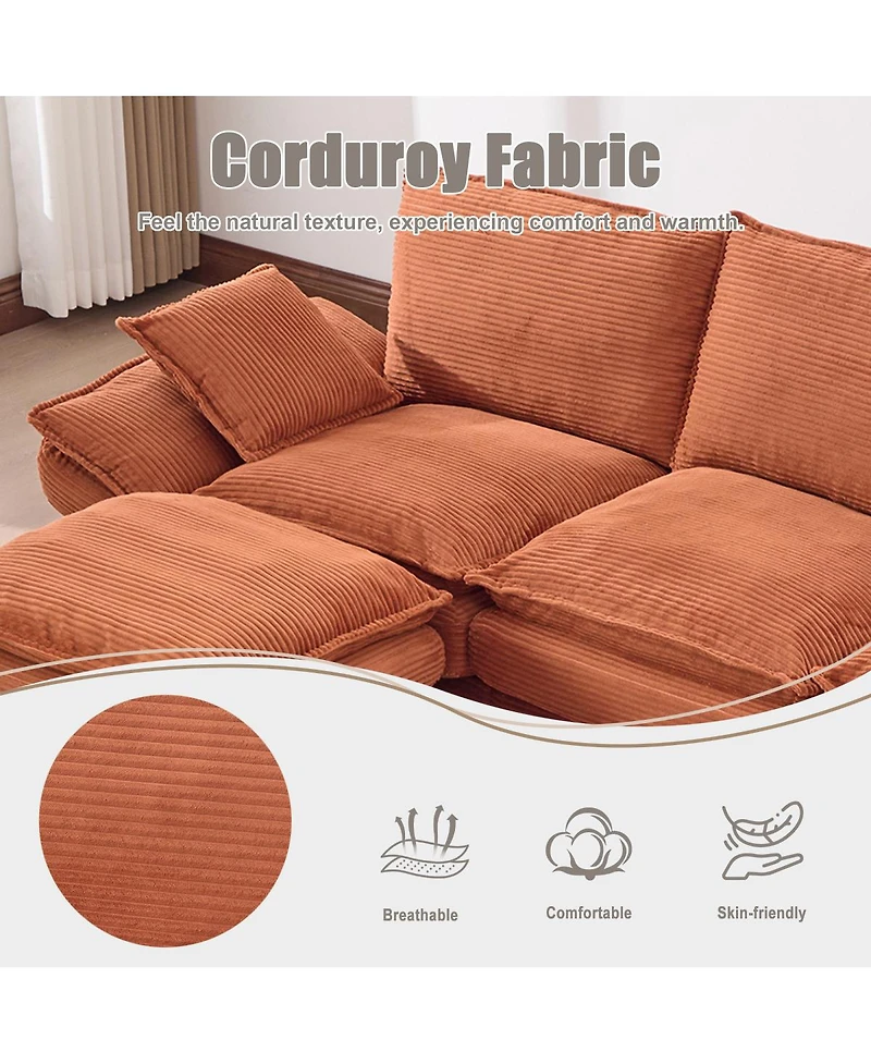 Streamdale Furniture Cloud Modular Corduroy Sectional Sofa