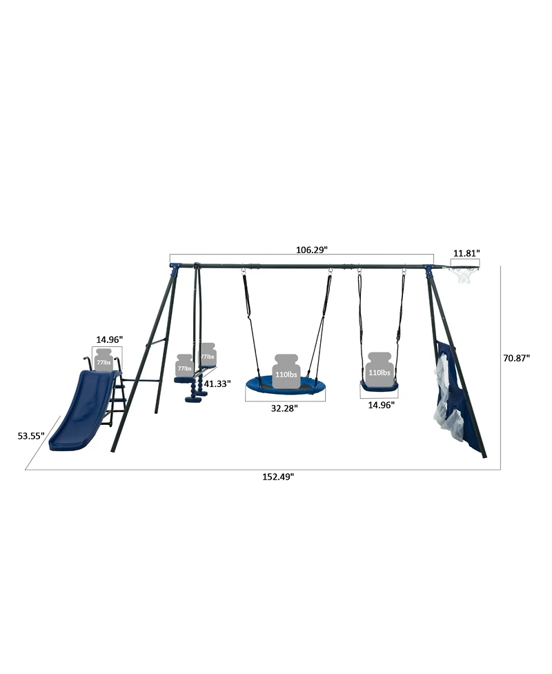 Streamdale Furniture Boys Thrilling Saucer Swingset with Slide