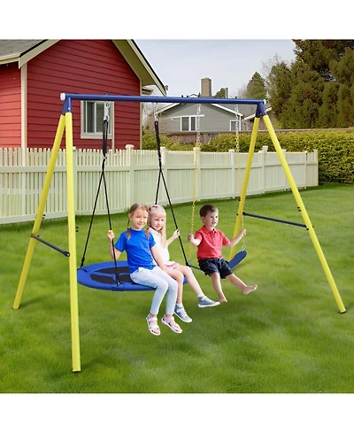 Streamdale Furniture Boys Indoor/Outdoor Metal Swing Set with Safety Belt for Backyard