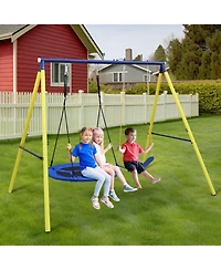 Streamdale Furniture Boys Indoor/Outdoor Metal Swing Set with Safety Belt for Backyard