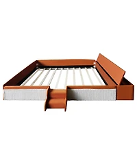 Streamdale Furniture Velvet Daybed w/ Stairs and Storage Ottoman