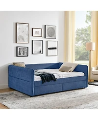 Streamdale Furniture Boucle Daybed w/ 2 Drawers and Tufted Sofa Bed