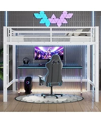 Streamdale Furniture Metal Loft Bed with Ladder and Guardrails