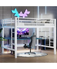 Streamdale Furniture Metal Loft Bed with Ladder and Guardrails