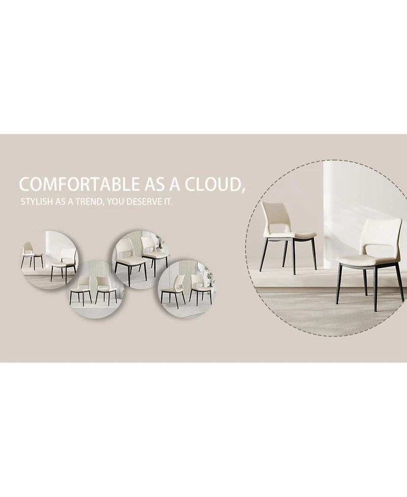 Streamdale Furniture Minimalist Pu Dining Chairs Set of 2