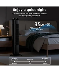 Antarctic Star Oscillating Tower Fan, 5 Speeds with Remote and Led Temperature Display