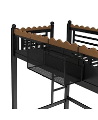 Streamdale Furniture Metal Loft Bed with Shelves and Ladder