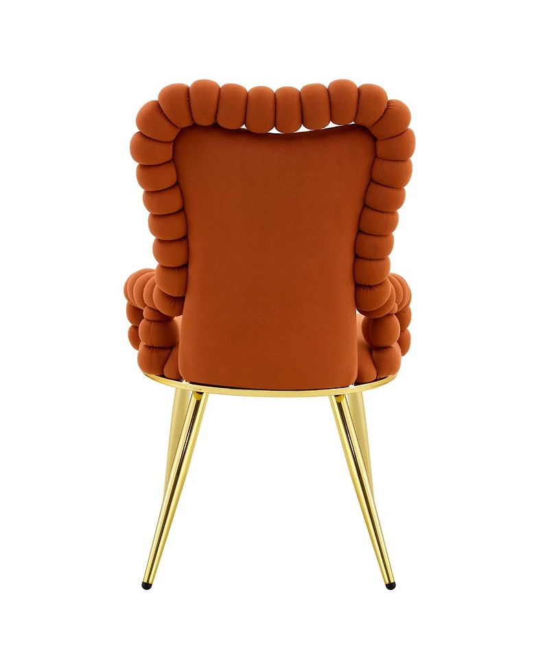 Streamdale Furniture Set of 2 Puffy Bubble Chairs with Gold Legs, Velvet Dining Chairs