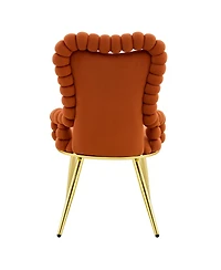 Streamdale Furniture Set of 2 Puffy Bubble Chairs with Gold Legs, Velvet Dining Chairs