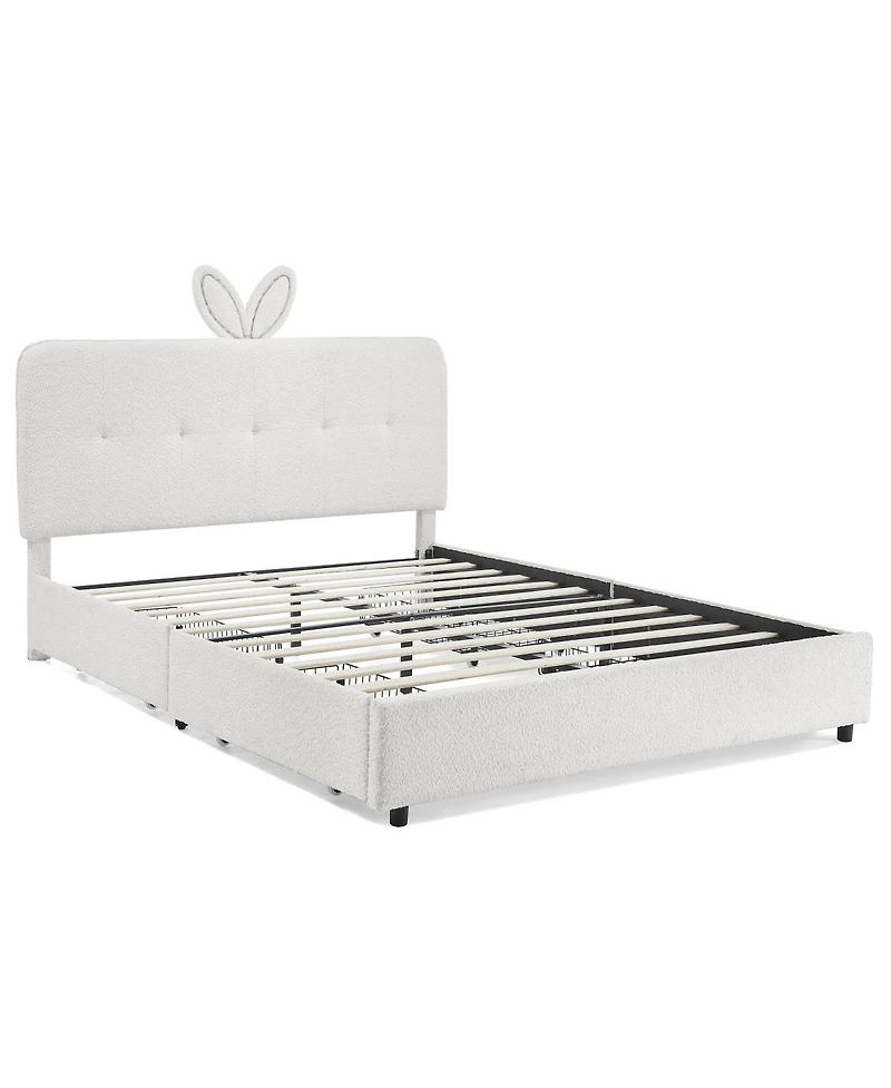 Streamdale Furniture Kids Upholstered Bed w/ Rabbit Headboard