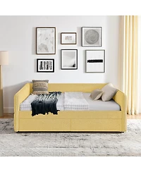 Streamdale Furniture Queen Boucle Daybed w/ 2 Drawers and Tufted Sofa Bed