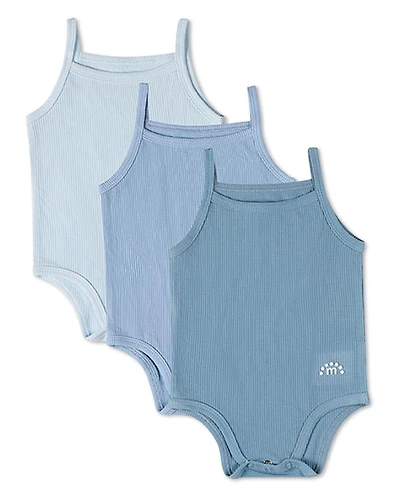 MeMoi Baby 3 Pack Mini-Ribbed Stretch Modal Solid-Color Bodysuits