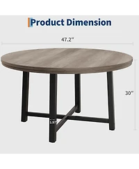 homfan Round Dining Table for 4 to 6 with Metal Frame, Space-Saving Kitchen and Room