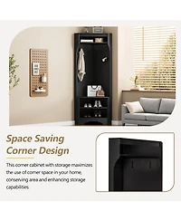 Streamdale Furniture Minimalist Corner Hall Tree with Shoe Bench and Coat Rack