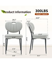 Streamdale Furniture 2 Leather Dining Chairs with Metal Legs