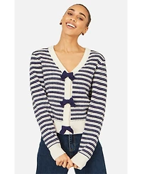 Yumi Women's Stripe With Bow Detail Cardigan