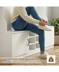 Slickblue Entryway Hall Tree 6-in-1 with Bench and Storage Unit