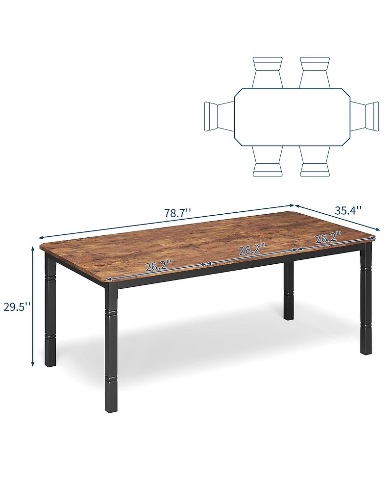 homfan Large Rectangular Dining Table for 6 to 8 with Metal Frame