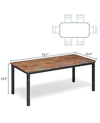 homfan Large Rectangular Dining Table for 6 to 8 with Metal Frame