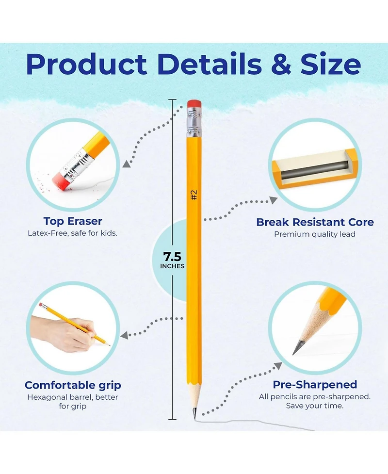 Gnuadz Pre-Sharpened Pencils with Erasers for School 600 Pack
