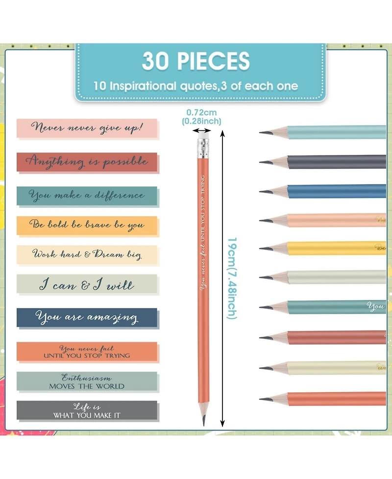 Gnuadz Inspirational Pencils Bulk Graduation Gift Teacher Motivational Saying School Awards Party Favor