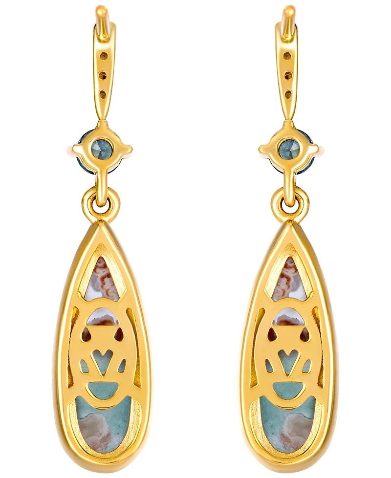 Le Vian Aquaprase, Montana Sapphire (3-3/8 ct. t.w.) & Nude Diamond Earrings in 14k Honey Gold
