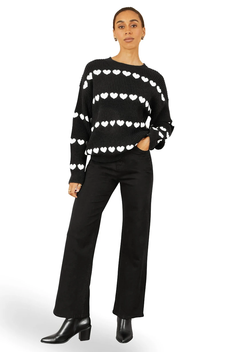 Yumi Women's Heart Stripes Jumper