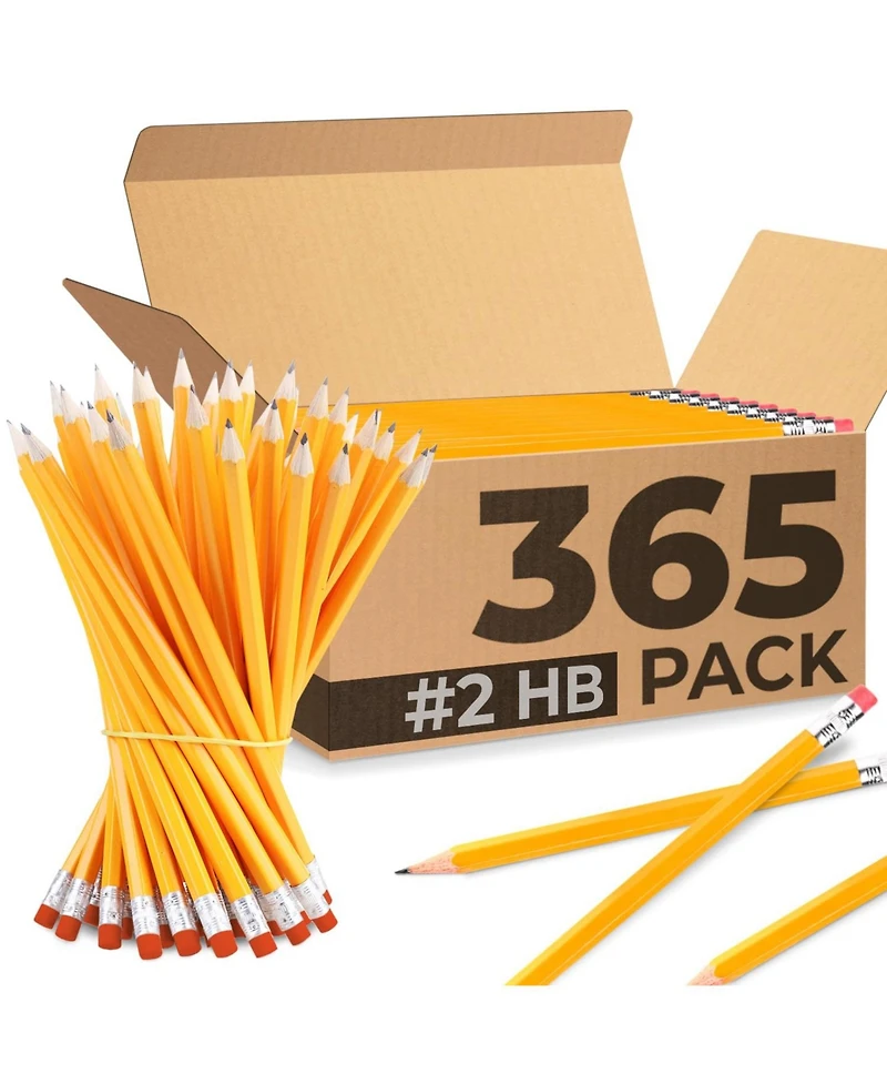 Gnuadz Pencils Bulk Pre Sharpened 2 Set Easy Grip Erasers Hb Classroom School Supplies 365 Pack