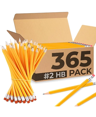 Gnuadz Pencils Bulk Pre Sharpened 2 Set Easy Grip Erasers Hb Classroom School Supplies 365 Pack