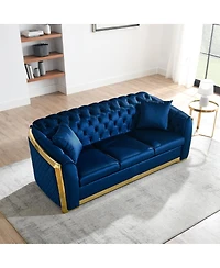 Streamdale Furniture Mid-Century Velvet Couch Set: 3-Seater and Loveseat