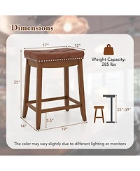 Sugift Upholstered Bar Stools Set of Two with Saddle Seat Design